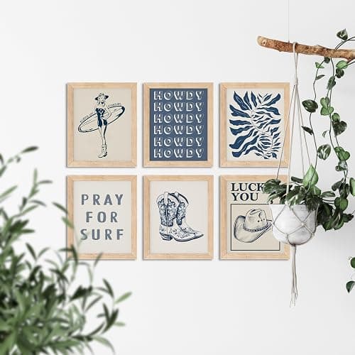 TwoDays Coastal Granddaughter Prints, Coastal Cowgirl Poster, Beachy Room Decor Aesthetic, Beach Wall Art for Teen Girls Bedroom, Vintage Surf Decorations Artwork (8" x 10", Set of 6, UNFRAMED) thumbnail 6