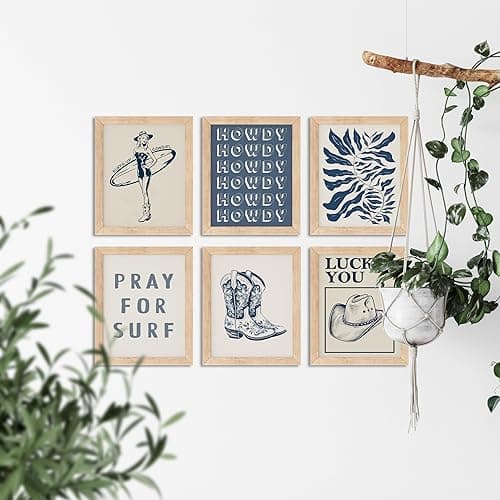TwoDays Coastal Granddaughter Prints, Coastal Cowgirl Poster, Beachy Room Decor Aesthetic, Beach Wall Art for Teen Girls Bedroom, Vintage Surf Decorations Artwork (8" x 10", Set of 6, UNFRAMED) thumbnail 7