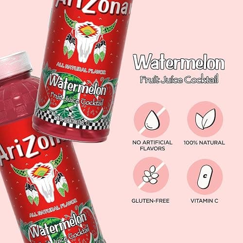 AriZona Watermelon - Fruit Juice Cocktail - 16 Fl Oz (Pack of 12) thumbnail 3