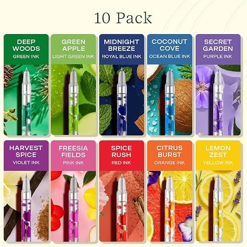 Lifelines Scented Lava Gel Pen Set, 10-Pack (Multi-Color) - 0.5mm Colored Gel Pens Infused with Scented Essential Oil Blends & Mesmerizing Lava - School Supplies for College Kids & Adults thumbnail 4