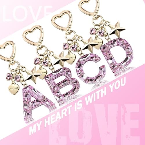 THE FRIGG Butterfly Initial letter Keychain Bag Charms for Women | Cute shiny accessories for purses, handbags, car keys, backpacks, cups, phones, ideal gift for women thumbnail 4
