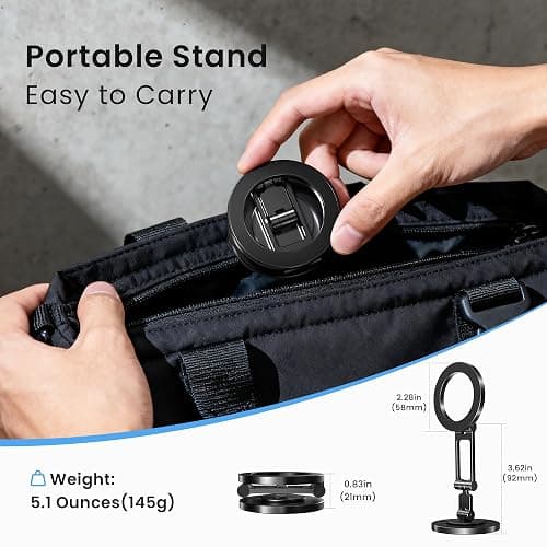 Itramax Magnetic Phone Holder for Magsafe,360° Rotatable iPhone Stand Mount | Dual Sided Ring Smartphone Holder for Desk with Non-Slip Base for iPhone 17 16 Plus 13 12 11,Pixel 9 8,Samsung,Office,Kitchen thumbnail 4