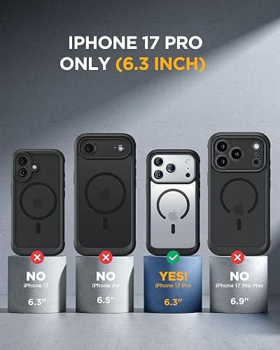 Miracase Magnetic for iPhone 17 Pro max  Case 6.3" [Compatible with MagSafe] Full-Body Phone Case with Built-in Glass Screen Protector & Camera Control,Drop Proof iPhone 17 Pro Cover, Black thumbnail 8