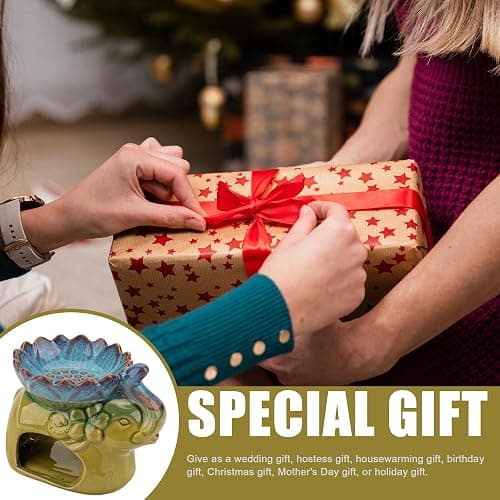 CAIRIAC Essential Oil Burner Aroma Diffuser Ceramic Wax Melt Candle Holder Tealight Fragrance Warmer Elephant Green thumbnail 6