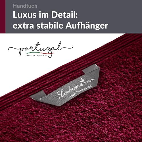 Lashuma Wellness Handtuch Set Damen 50x100 cm in Kirsch - Rot, London Flauschige Frottee Handtücher für das Badezimmer und Spa - 2 Handtuch 50x100 cm - Kirsch Rot thumbnail 4