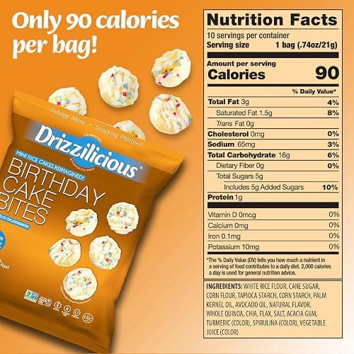 Drizzilicious Mini Rice Cakes Variety Pack - Rice Crisps, Healthy Snack for Adults and Kids, Flavored Rice Cakes, Vegan, Gluten Free, Allergen Free, Only 90 Calories Per Bag - 0.74 oz (Pack of 12) thumbnail 3