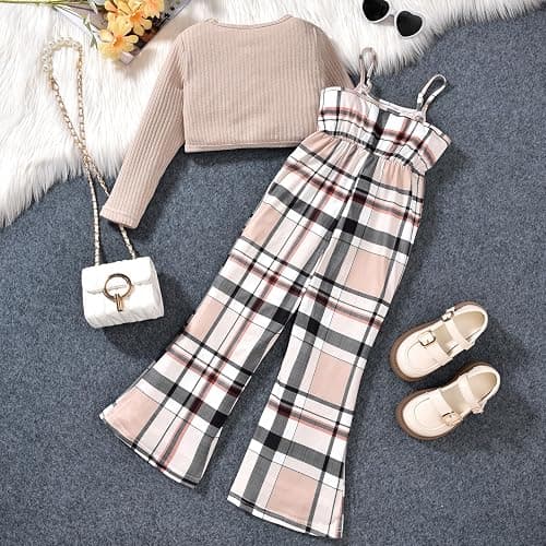 HIHA Girls Sleeveless Jumpsuits Outfit Long Sleeve Twist Front Tops Romper Clothes Set Size 4-12 thumbnail 5