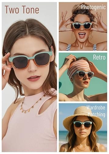Leafael Polarized Sunglasses Women's Trendy Two Tone Design, UV400 100% Protection, Retro Square Frame, Lifestyle & Active thumbnail 4