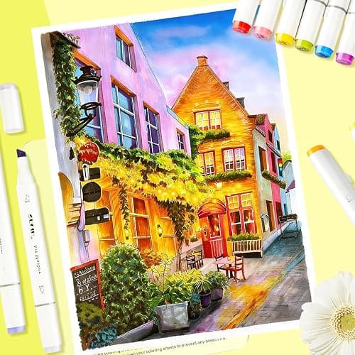 SFAIH Alcohol Markers Fine & Chisel - 101 Colors Double Tipped Art Markers for Adult Coloring Sketch Illustration Comics, Gifts for Artist Adult - Greeting Card & Faux Leather Lining, Refillable Ink thumbnail 2