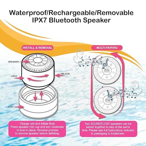 Inspired Living Inflatable Cooler with Lid, Bluetooth 5 IPX7 Waterproof Speaker, 6 Cup Holders, 24 Can Capacity, Floating Pool Bar, Durable Handles, Beach Party, Pool Accessories for Adults, thumbnail 7
