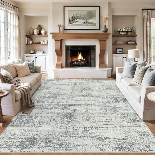 8x10 Area Rugs for Living Room - Washable Rug Modern Abstract Soft Large Neutral Non-Slip Carpet Indoor Floor Stain Resistant Thin Carpets for Bedroom Dining Room Farmhouse Nursery Home Office Grey thumbnail 2