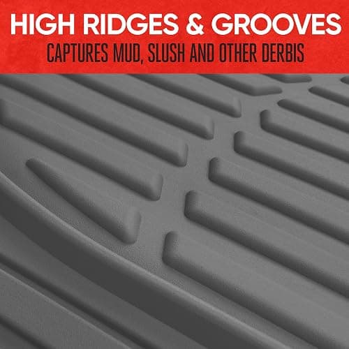 Motor Trend FlexTough Floor Mats for Cars, Gray Deep Dish All-Weather Mats, Waterproof Trim-To Fit Automotive Floor Mats for Trucks SUV, Universal Liner Car Accessories thumbnail 3