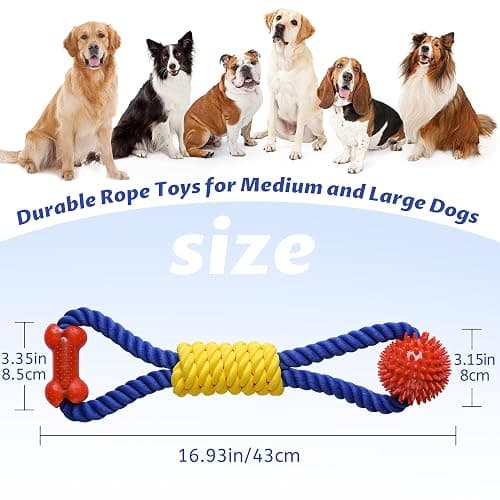 Aitmexcn Dog Rope Toy, Interactive Tug of War Toy for Medium and Large Dogs | Natural Cotton, Durable Chew Toys for Boredom, Teeth Cleaning, Pull Rope Toy for Dogs thumbnail 2