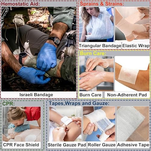 First Aid Kit,Survival Gear Outdoor Tactical Gear Set Military Grade Molle System for Camper Travel Hunting Hiking and Adventures（RED） thumbnail 7