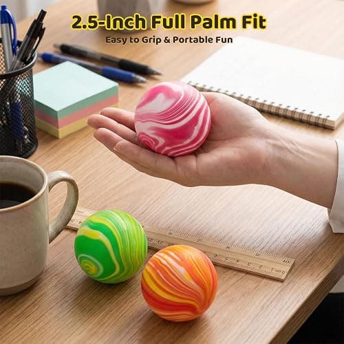 LOVESTOWN Squishy Stress Ball, 2.5" Assorted Colors Dough Fidget Toy | 3 Colors for Adult Stress Relief Hand, Exercise Increase Entertainment, Party Favors Birthday Gifts, Medium thumbnail 4