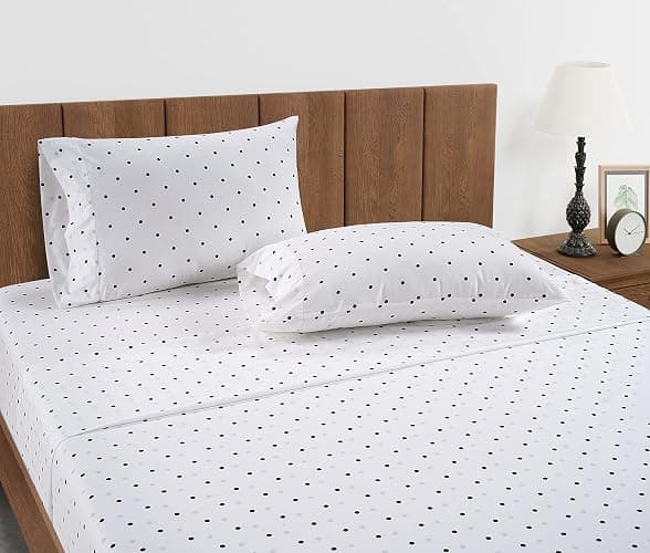Lane Linen 100% Organic Cotton Pillow Cases Standard Size Set of 2 (20"x26") - Cotton Pillowcases Standard Size - Soft Standard Pillow Cases Set of 2 - Standard Pillow Case Pack of 2 - Black Polka Dot thumbnail 2