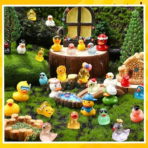 Leyndo 50 Pcs Mini Resin Colorful Ducks Plastic Tiny Animals to Hide Miniature Figures Small Figurines Craft Ornament for Garden Dollhouse Micro Landscape Ornament Decoration thumbnail 2