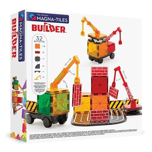 MAGNA-TILES Builder 32-Piece Magnetic Construction Set, The Original Magnetic Building Brand thumbnail 3