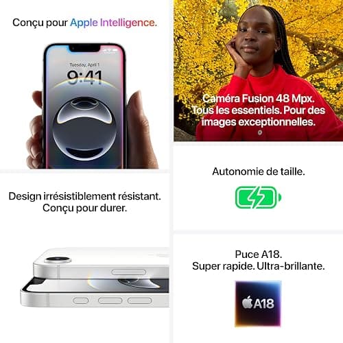 Apple iPhone 16e 128 Go : Conçu pour Apple Intelligence, Puce A18, Autonomie de Taille, Caméra Fusion 48 Mpx, Écran Super Retina XDR de 6,1 Pouces; Noir thumbnail 5