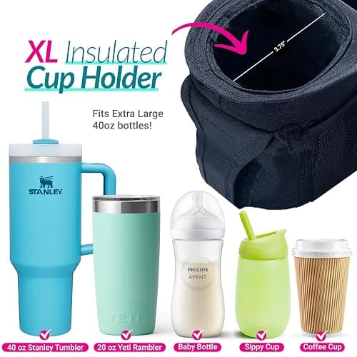 Swanoo Stroller Caddy Organizer With Cup Holder, Non Slip Straps Bag for Phone, Pet Stroller Accessories, Universal Fits Uppababby Vista v2 Wonderfold Wagon, Doona and More thumbnail 4