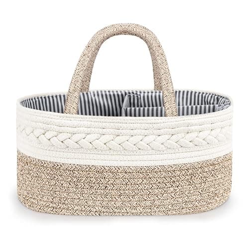Maliton Wickeltisch Organizer，Baby Organizer Korb，Aufbewahrungskorb für den Wickeltisch，Windel Caddy mit Fächern & Griffen，Geschenke für Neugeborene thumbnail 9