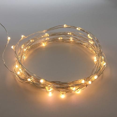2 Pack Battery Operated Led String Lights,Mini Led Fairy Lights with Timer 6Hours On/18Hours Off for Wedding Party Decorations, 50Count LEDs,18Ft Silver Wire (Warm White) thumbnail 4
