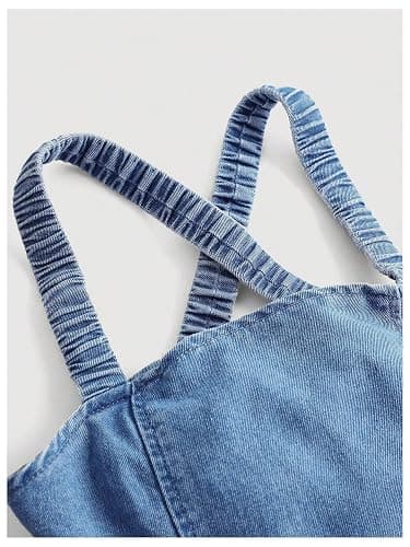 WDIRARA Girl's Bow Denim Dress Criss Cross Backless A Line Swing Short Cami Dress thumbnail 4