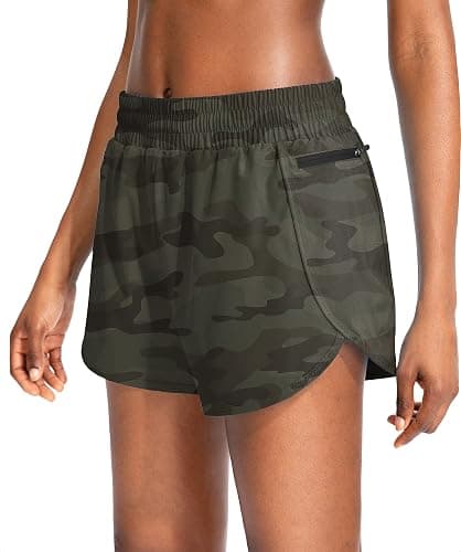 Soothfeel Womens Running Shorts with Zipper Pockets 3"/5" High Waisted Athletic Gym Workout Shorts for Women with Liner - Image 1