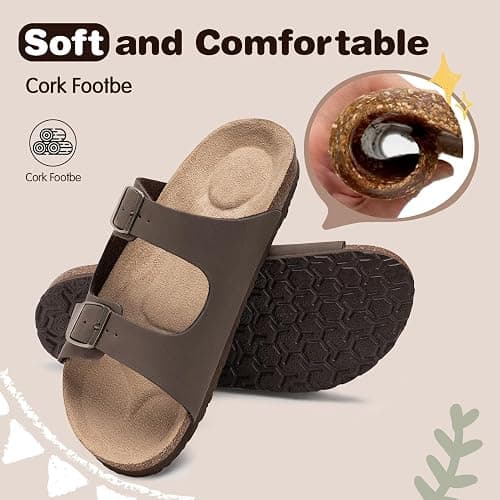 FITORY Boys Girls Glitter Slide Sandals, Cork Slipper with Adjustable Straps for Little Kid/Big Kid thumbnail 4