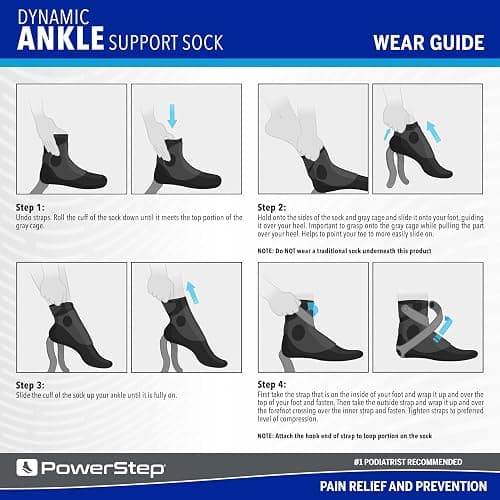 Powerstep Dynamic Ankle Stability Sock, Ankle Brace and Compression Sock, for Flexibility, Support and Injury Prevention thumbnail 7