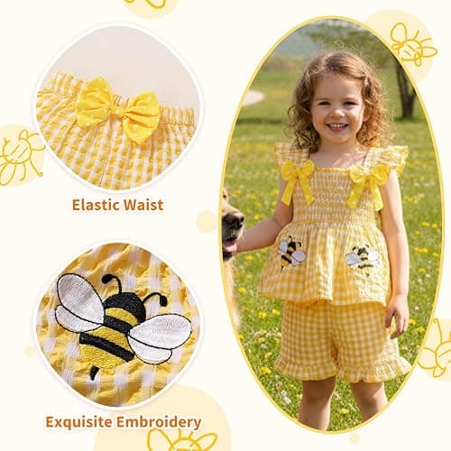YOUNGER TREE Toddler Girl Clothes Baby Girls Ruffle Sleeveless Bowknot Dress Tops Shorts Set Cute Summer Kids Outfits thumbnail 4