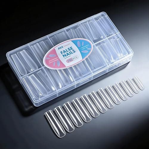 AKA Unicorn 240Pcs Soft Gel Nail Tips, Long Square Clear Full Cover Fake Nails, XXL Acrylic Nail Extensions Kit, Clear Press On Nails Tips for Home DIY & Beginner, 12 Sizes thumbnail 8