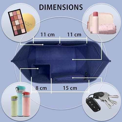 HomeGadget Organizer per Borsa Longchamp Taglia L - Organizzatore Le Pliage per Tasca da Donna - Interno per Shopper - Borsetta in feltro per Accessori - Blu Scuro thumbnail 4