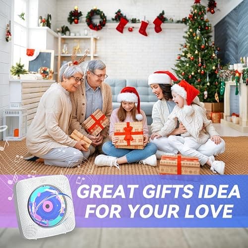 CD Player Portable: Kegaudio CD Players for Home with Speakers Bluetooth | White Wall Mounted CD Player with Radio, Remote Control, Removable Dust Cover Support USB/AUX Playback Headphone jack thumbnail 9