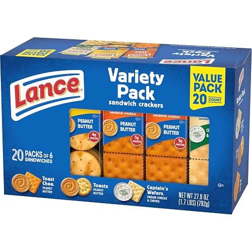 Lance Sandwich Crackers, Variety Pack, 3 Flavors, 20 Individually Wrapped Packs, 6 Sandwiches Each thumbnail 11