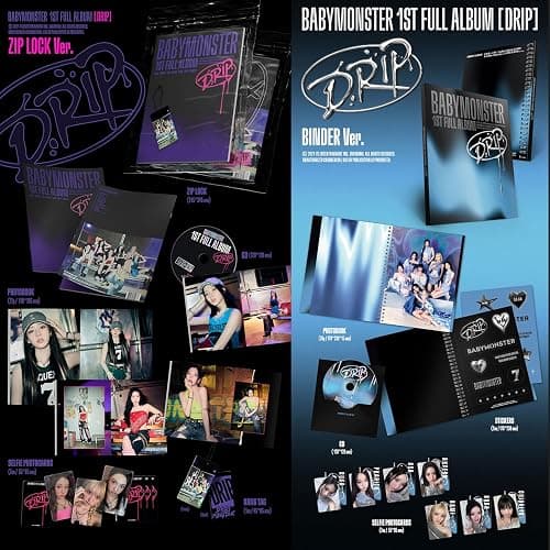 BABYMONSTER - 1st Full Album [DRIP] (BINDER Ver.) Photobook + CD + Stickers + Selfie Photocards + 4 Extra Photocards thumbnail 2