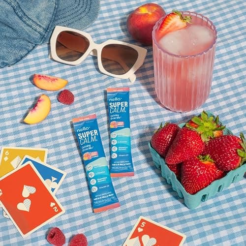 Nello Supercalm Drink Mix - Ashwagandha KSM 66, Magnesium Glycinate & L-Theanine Supplement - Ashwagandha Root Extract - Focus and Relaxation Support (20 Travel Packets) - Peach Berry thumbnail 5