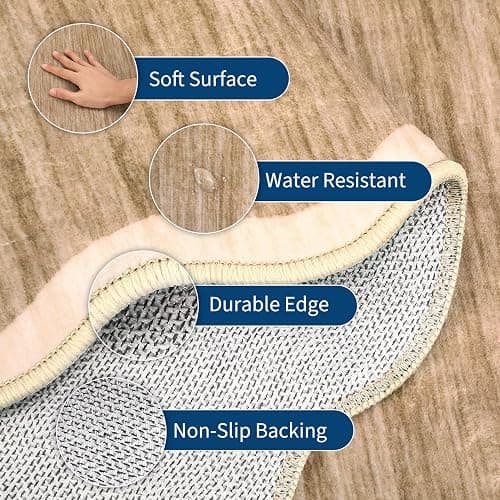 Garvee Scalloped Washable Area Rugs 8x10 Rug for Living Room Non Slip Throw Rugs Large Bedroom Rug Modern Low Pile Non Shedding Stain Resistant Carpet for Dining Room Office Classroom, 8'x10' Brown thumbnail 4