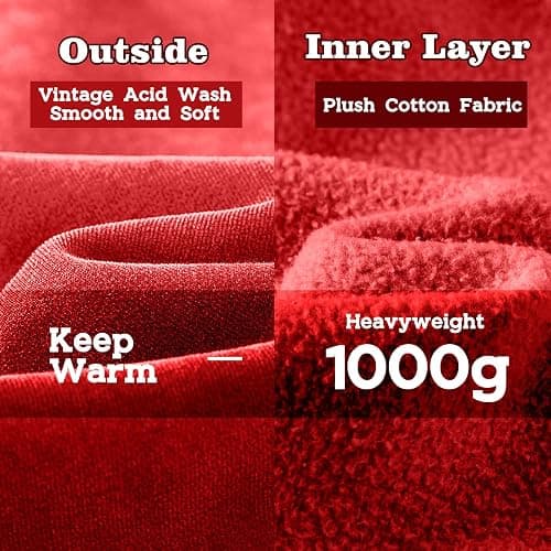 FAIABLE Mens Womens Double Zip Up Hoodie Oversized Acid Wash Heavyweight Fleece Cotton Zipper Hoodie Vintage thumbnail 5