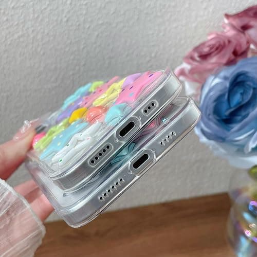 Emylisa Designed for iPhone Case, Cartoon 3D Colorful Stars Clear Soft Phone Case (Clear,for iPhone 16 Plus) thumbnail 5