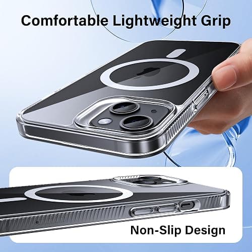Supdeal Magnetic Clear Case for iPhone 15, [Compatible with MagSafe] [Non Slip Bumper & Not Yellowing] Military Grade Shockproof Transparent Silicone Phone Cover, 6.1", Transparent thumbnail 5