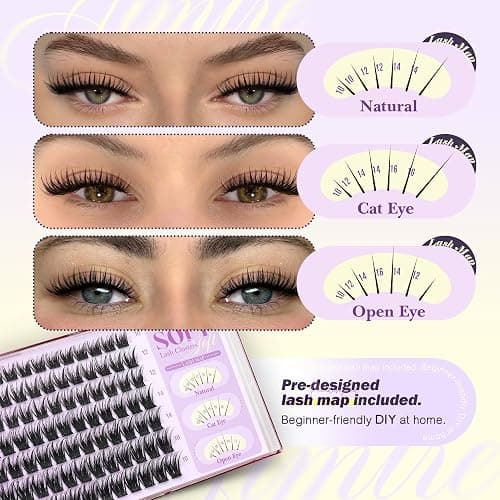 Wispy Lash Clusters Natural Look Manga Eyelash Clusters 10-16MM Spiky Cluster Eyelash Extensions D Curl Fluffy Lash Extensions Individual Cluster Lashes Wispy Pestañas Postizas thumbnail 4