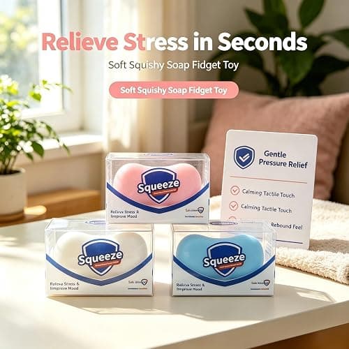 Crunchy Soap Squishy , Sensory Squeeze Stress Relief Fidget Gift for Daily Relaxation(Pink) thumbnail 2
