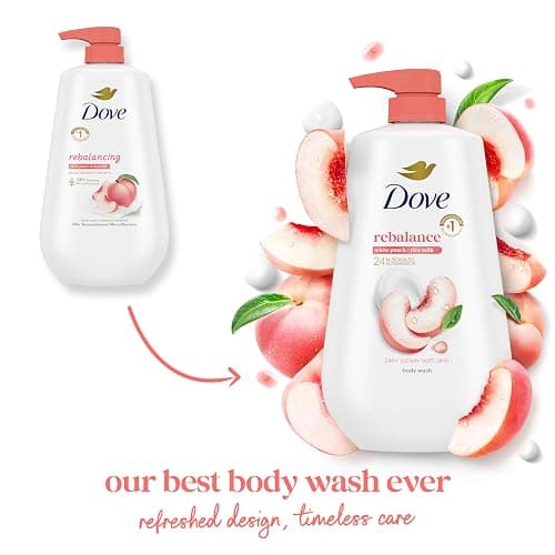 Dove Body Wash Rebalance White Peach & Rice Milk For 24hr Lotion-Soft Skin Moisturizing Skin Cleanser with No Sulfates No Parabens 30.6 oz thumbnail 3