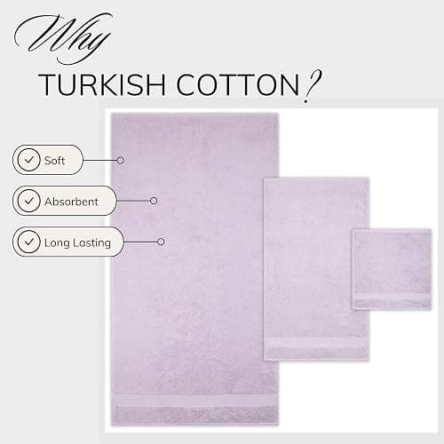 TEXTILOM 6 Pcs Bath Towel Set – Hotel and Spa Quality & Soft & Absorbent & Quick Dry Bath Towels for Bathroom –100% Turkish Cotton Bathroom Towels Set (2 Bath Towels,2 Hand Towels,2 Washcloths)-Lilac - Towel Set Of 6 - Lilac thumbnail 4