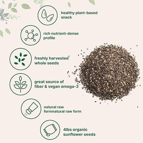 Organic Chia Seeds, 4lbs | Raw Chia Seed Source | Rich in Essential Fiber, Vegan Omega-3, & Plant Based Protein | Great for Baking, Smoothies, Pudding, & Oatmeal | Non-GMO, Gluten Free thumbnail 3
