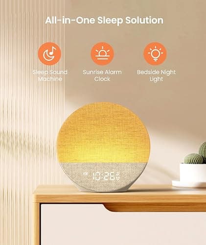 Dreamegg Sunrise 1 - Sunrise Alarm Clock, Sound Machine for Sleep, Customizable Sleep Routines, Dimmable Night Light, 29 Soothing Sounds, White Noise Machine, Wake Up Light for Bedrooms, Adults, Kids thumbnail 2