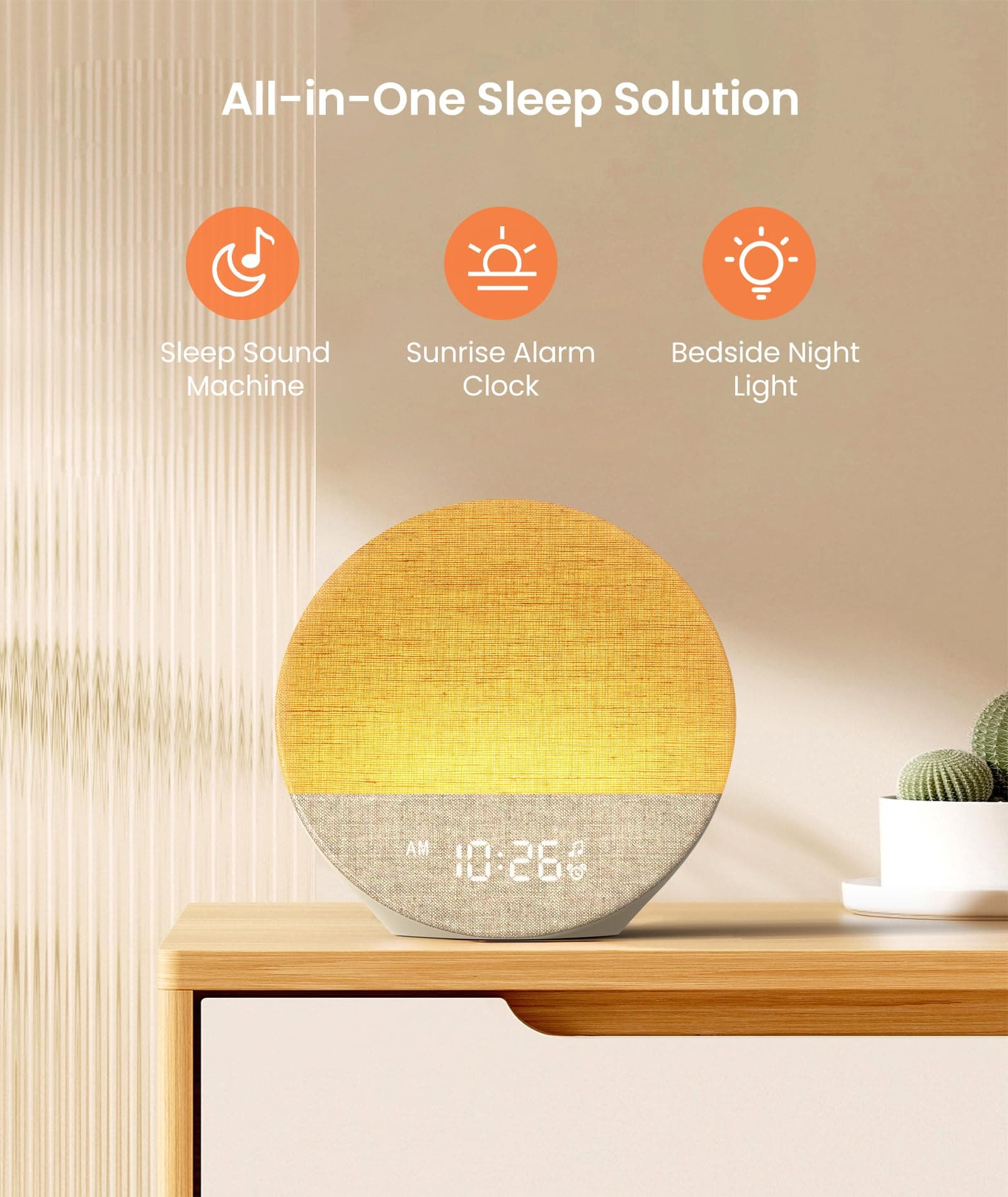 Dreamegg Sunrise 1 - Sound Machine Sunrise Alarm Clock with 9 Night Lights, 29 Soothing Sound for Sleep, White Noise Machine, Timer, Dimmable, Wake Up Light Alarm Clock for Bedroom, Kids, Adult, Gift thumbnail 2