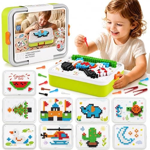 Puzzle for Kids 3-5: 3D Mushroom Nail Puzzle 460 Pieces Building Peg Kit | STEM Toys, DIY Creative Brain Teaser Puzzle, Birthday Gifts for Boys Girls, For 3 4 5 6 7 8 Year Old - Image 1