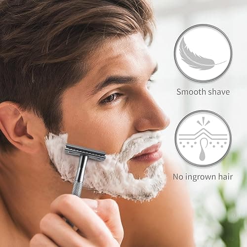 Bambaw Double Edge Safety Razor for Men & Women, Metal Razor with 5 Double Edge Safety Razor Blades, Eco-Friendly Razor – Silver thumbnail 3